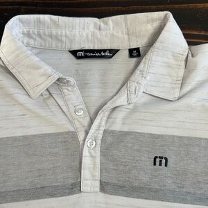 Travis Mathew Men's White and Gray Polo Shirt
